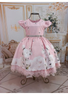 VESTIDO FESTA ROSA FLORAL TAM. 2